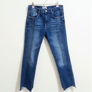 Zara Premium Denim Collection raw hem blue jeans 4